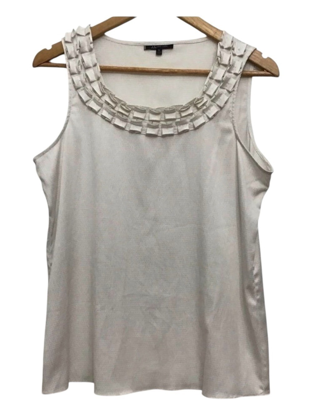 Anne Klein Pleated Dressy Camisole Cream Medium Summer Fall Spring cami chic